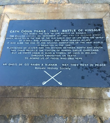 The plaque commemorating the Battle of Kinsale.